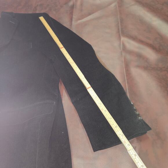 Lauren Ralph Lauren Black Corduroy Blazer 44R Suede Elbow Patches Duck Lining - Picture 10 of 15